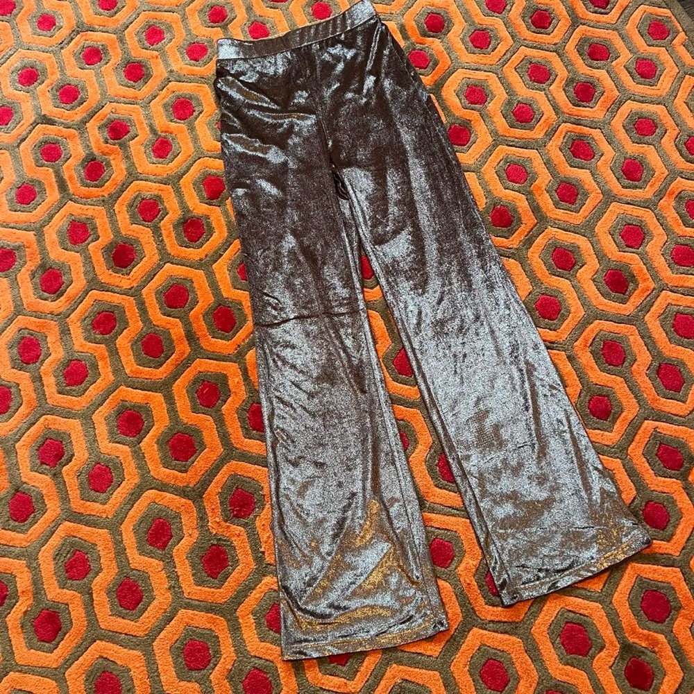 Sparkley brown glitter flair pants Size XS  shein 70s style